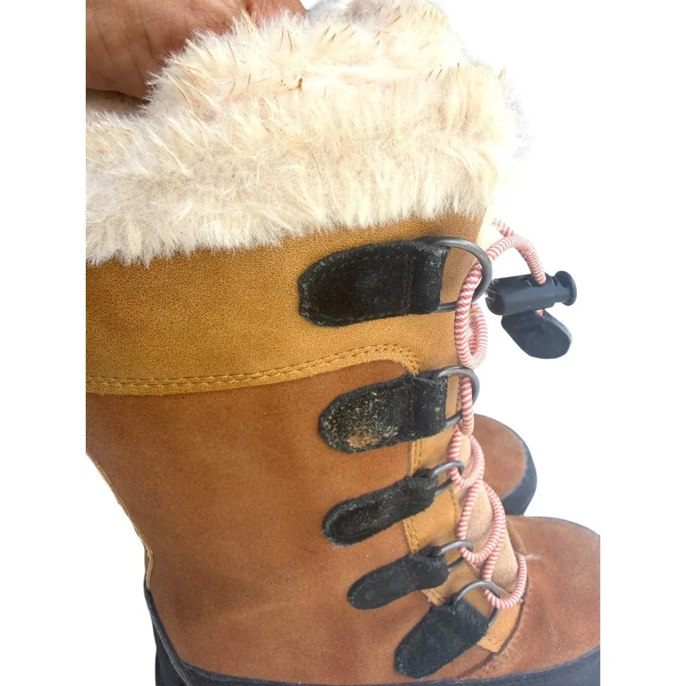 All in Motion Snow Boots Girls 13 Brown GUC Thermolite Faux Fur Winter Boots
